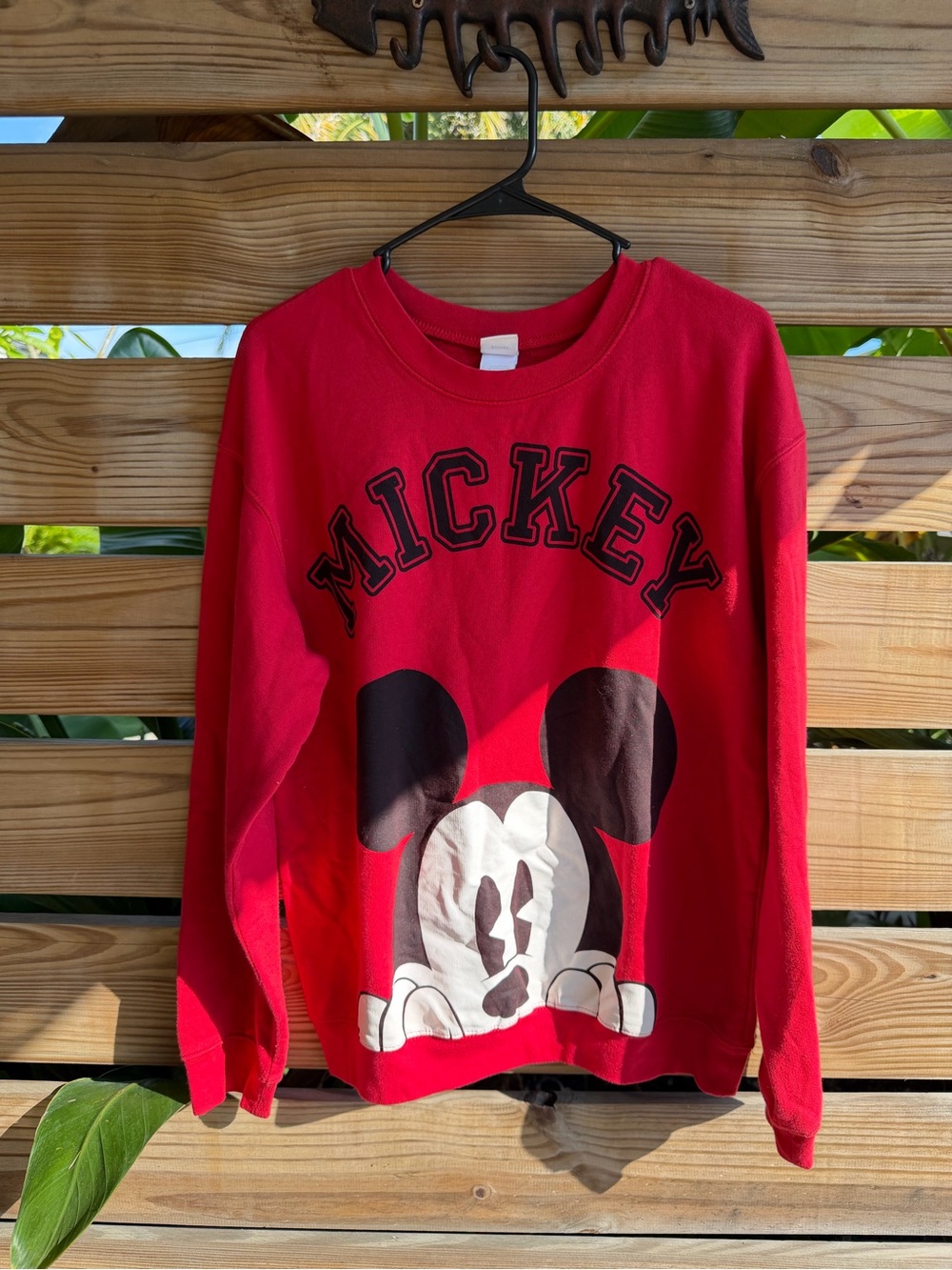 Disney Red Mickey Mouse Sweatshirt with Black & White Graphic